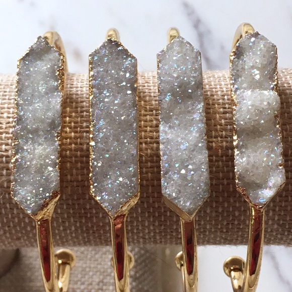 ✨Gold Plated Druzy Bar Bangle Bracelet - Picture 7 of 8